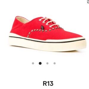 R13 Red Studded Canvas Sneakers